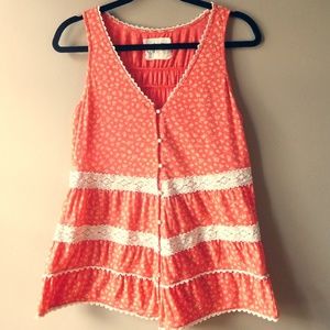 Anthropologie Lace and Buttons Tank